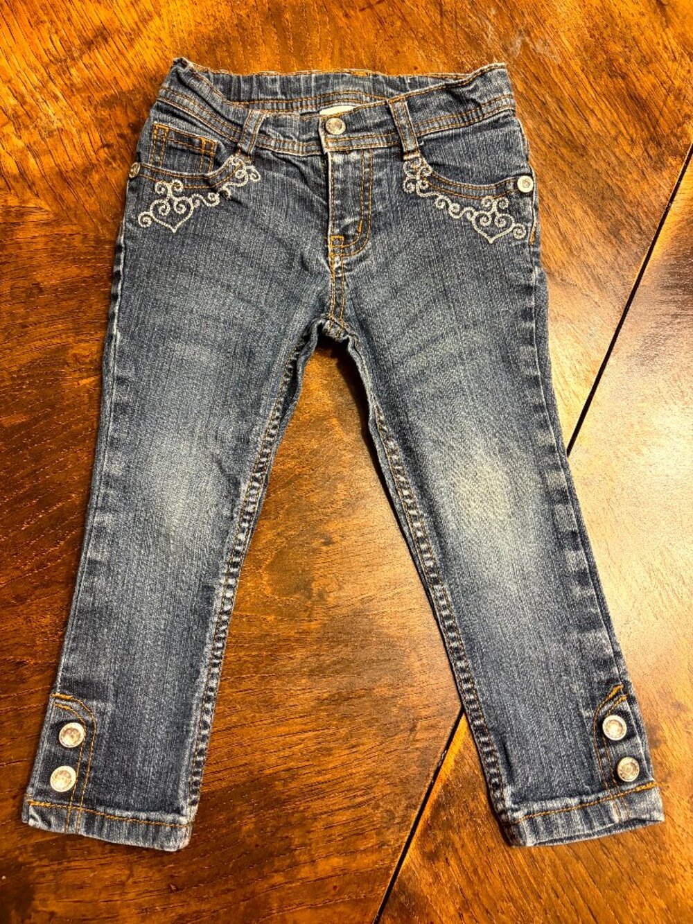 Sonoma Kids Girls Embroidered Adjustable Stretch Denim  Jeans Blue Size 3T
